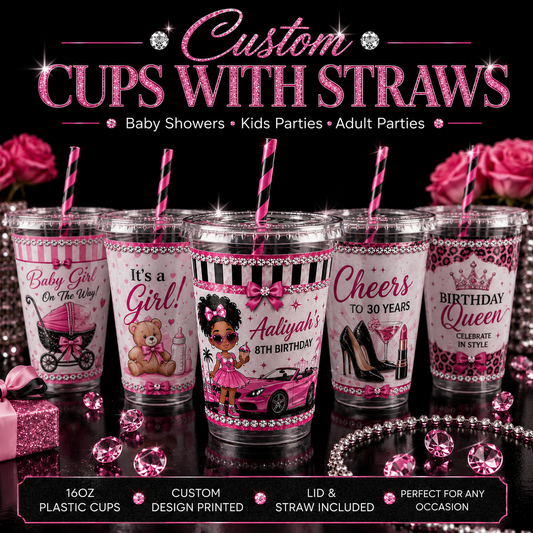 Lid cups with straws