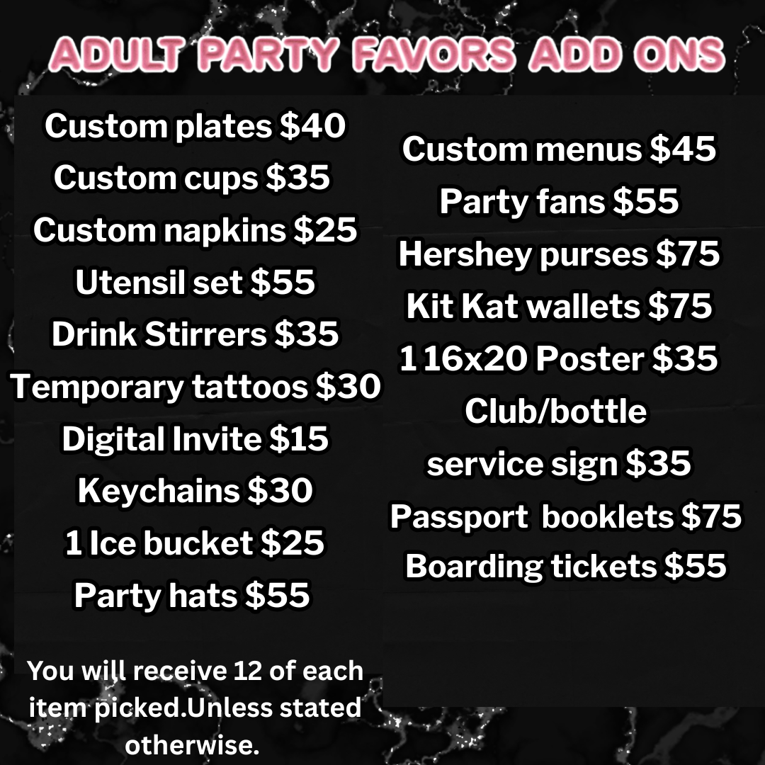 Adult party favor add ons