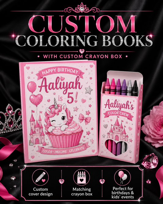 Coloring books + matching crayon box